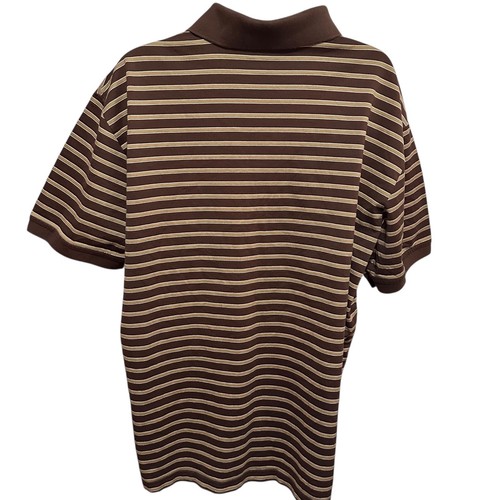 Turnbury Men’s Polo Shirt L Brown Tan Striped Cotton Golf Casual Short Sleeve - Picture 4 of 10