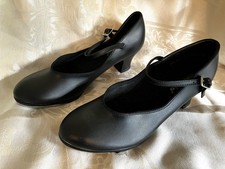 CAPEZIO TAP SHOES size 7M Black Leather Women's w/ TELE TONE TAPS
