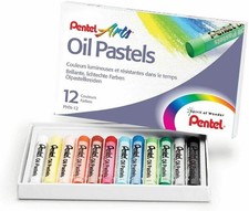Pentel Oil Pastels Rich Bright Smooth Blend Vivid Colours - Pack 12