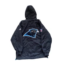 1990s Apex One Carolina Panthers NFL Pro Line Hooded Jacket Black Blue Men's L