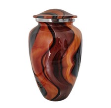 Metal Urn Shiny Multi colour Human Ashes Adult Cremation Urns in Velvet Bag 10 "