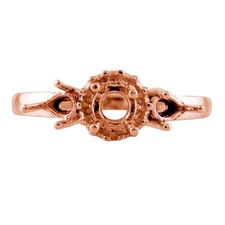 925 Sterling Silver 4.5mm Round Semi Mount Three-Stone Ring For Engagement Ring