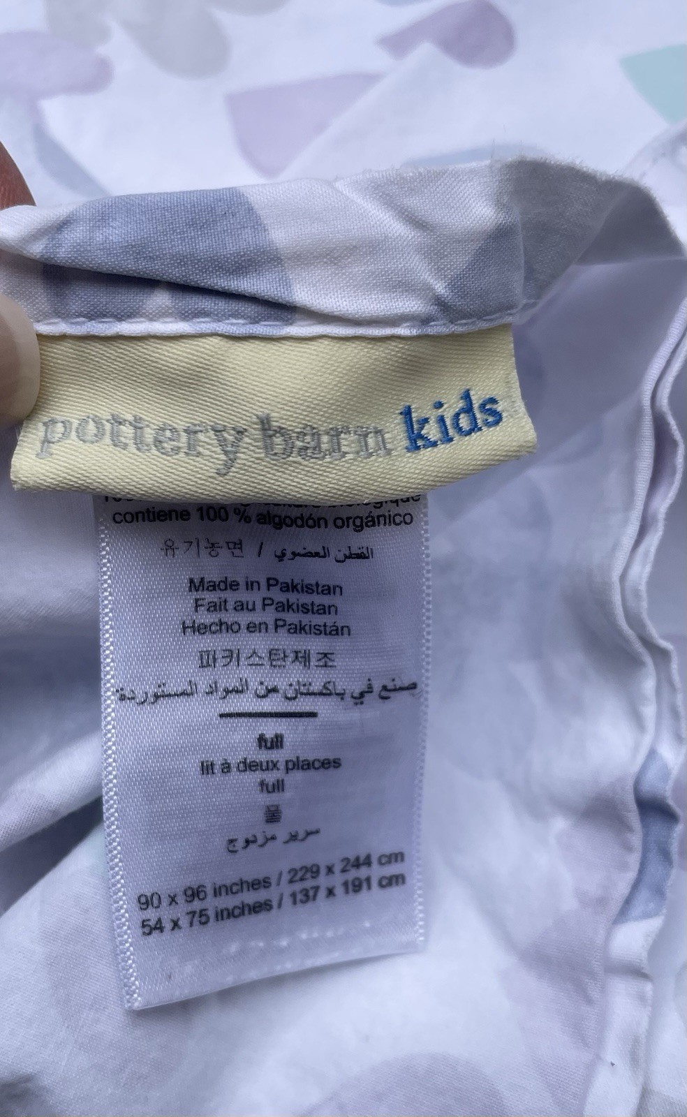 Pottery Barn Kids Retro Heart Organic Full Flat Sheet & 1 Standard Pillowcase