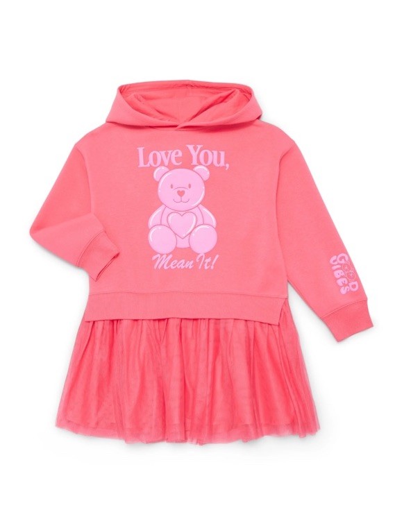 Way To Celebrate Girls Coral Graphic Hooded Bear Tutu Dress Size Medium (8) NWT