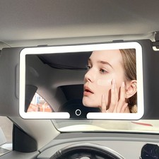 50 Led Light Car Sun Visor Rechargeable Make Up Vanity Mirror With 3 Light Modes