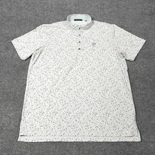Greyson Polo Shirt Mens Extra Large White Blue Speckle Print Golf STAIN