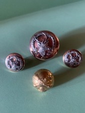 4 Boutons de gilet de vènerie cuivre et argent 