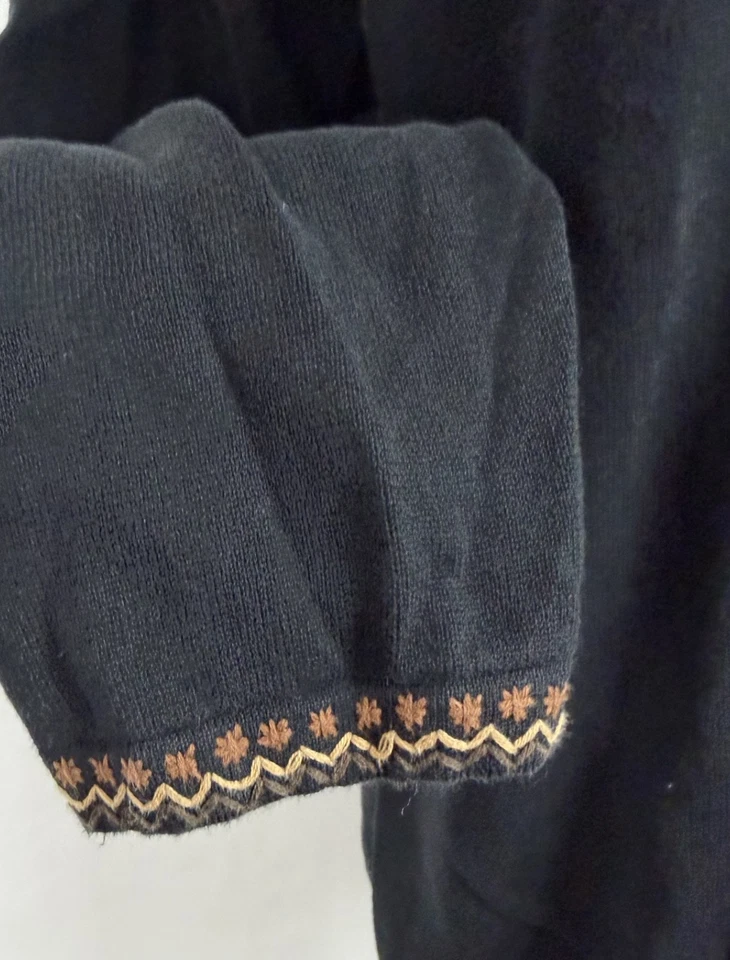 Vintage Embroidered Shirt Womens Large Black Cotton Western Bohemian 90s Y2K - Image 4 of 4