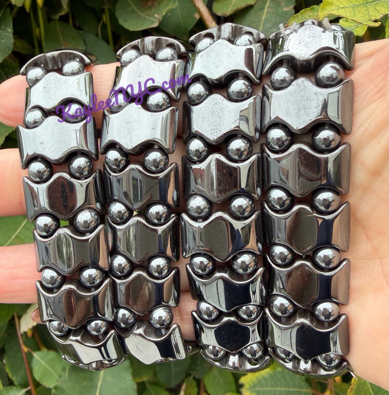 Wholesale 6 Pcs Natural Hematite 7.5” Crystal Stretch Healing Bracelet 15mm