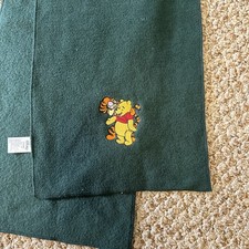 Disney Winnie the Pooh Fleece Blanket OS Green Embroidered Tigger Piglet Fleece