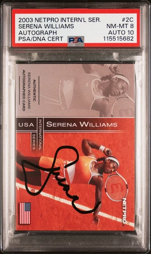 2003 NETPRO INTERNATIONAL SERIES AUTO SERENA WILLIAMS ROOKIE /500 PSA 8 AUTO 10