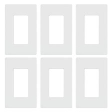 6 PACK Lutron CW-1-WH Claro 1-Gang Wall / Gloss White