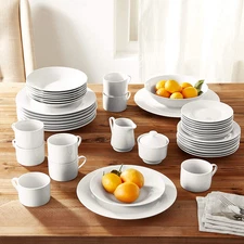 New 10 Strawberry Street Simply Round 45 Piece Dinnerware Set White for 8 people