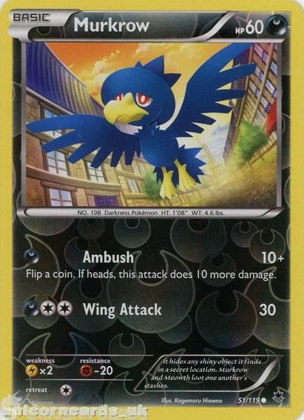 Murkrow 51/119 Phantom Forces Reverse Holo Mint Pokemon Card