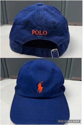 ラルフ　CAP Polo Golf Ralph Lauren Hat Cap Blue W/ Orange Pony Logo Strap Back