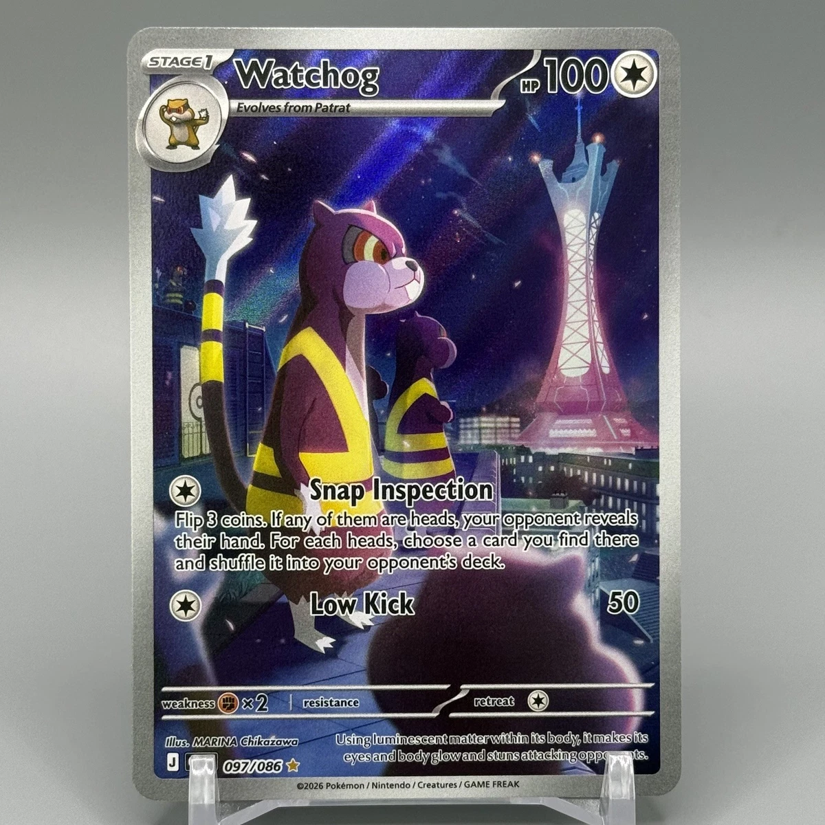 watchog pokemon card Plasma Storm 113 Watchog Reverse Holo CGC 8.5 - Subgrades