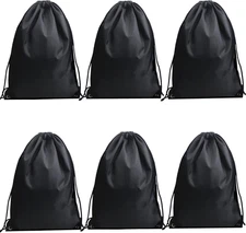 6 PCS Black Drawstring Backpack, Gym Drawstring Bags, Draw String Bag, Cinch Bag