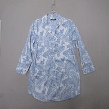 Lauren Ralph Lauren Sleep Shirt Blue Paisley Nightgown Cottage Core Monogram