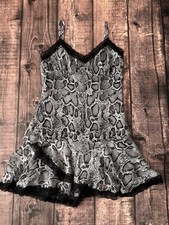 Forever 21 NWOT Snakeskin Print Slip Dress Lace Trim Adjustable Straps Small