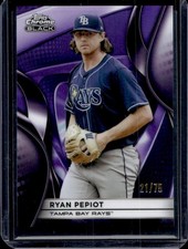 2025 Topps Chrome Black Ryan Pepiot Purple Refractor #/75 Rays