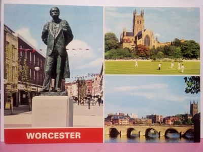 Worcester England multi view Cathedral elgar statue bridge 