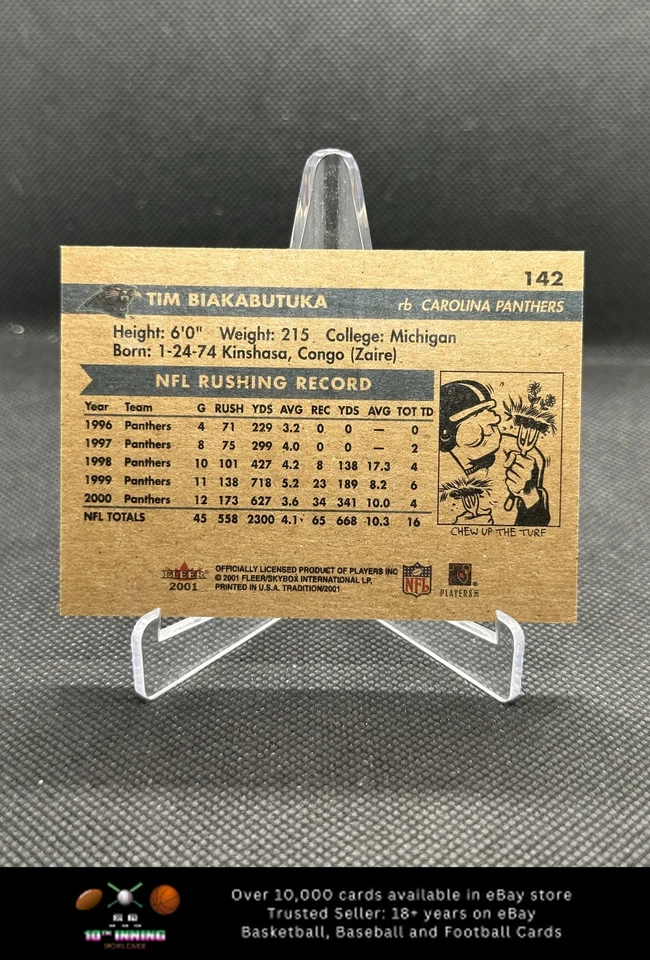 2001 Fleer Tradition #142 Tim Biakabutuka Auto Hand Signed Panthers - Image 2 of 2