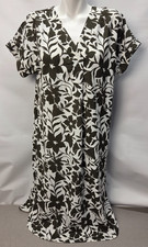 Fred David Floral Print Shift Dress Petite Size M Olive Green Flower Pattern