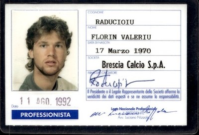 Professional footballer card Brescia football 1992 Italy ''Raducioiu''