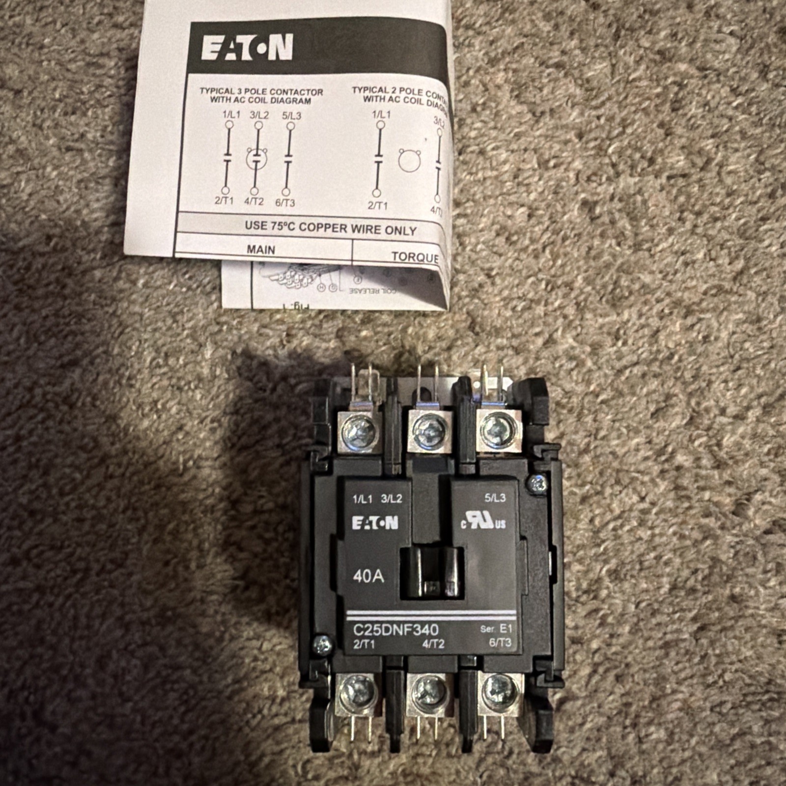NEW Eaton C25DNF340 / C25DNF340A 40A 3P Coil 240V Contactor