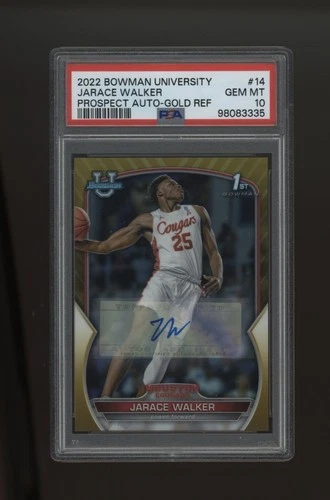 2022 Bowman University Jarace Walker Auto Gold Refractor 1st /50 #14 PSA 10