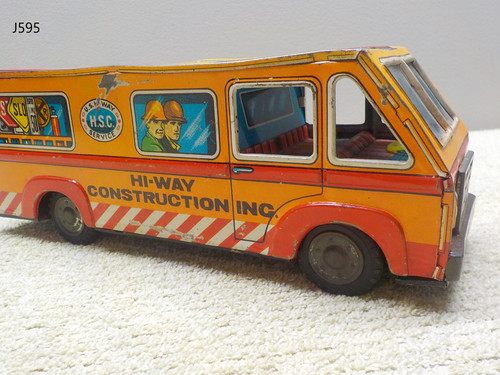 Vintage HI WAY Construction Tin Lithograph Van Japan