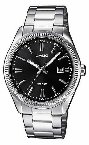 Mens Watch CASIO MTP-1302PD-1A1 Steel Bracelet Classic Vintage Black 50mt