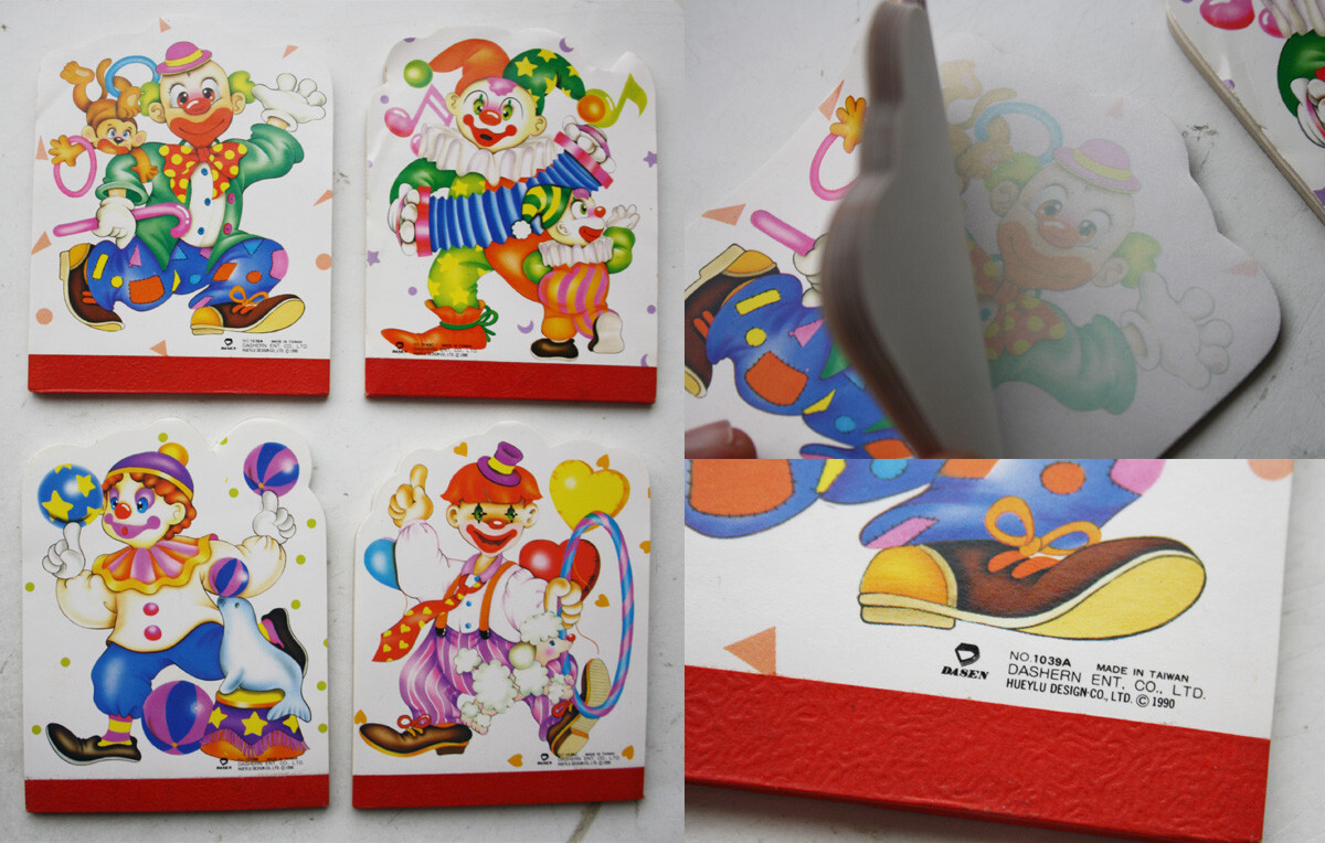 4X VINTAGE 1990 HAPPY CLOWN MINI NOTEBOOK MEMO RETRO STATIONERY