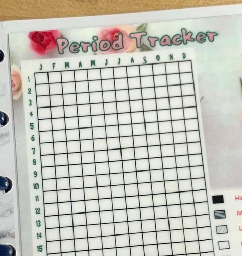 Period Menstrual Cycle Trk Dashboard Insert for use with the MINI Happy Planner - Picture 2 of 4