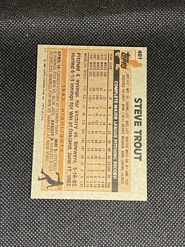 Steve Trout Chicago White Sox Cubs Signed Auto 1983 Topps #461 ~ COA - Picture 2 of 3