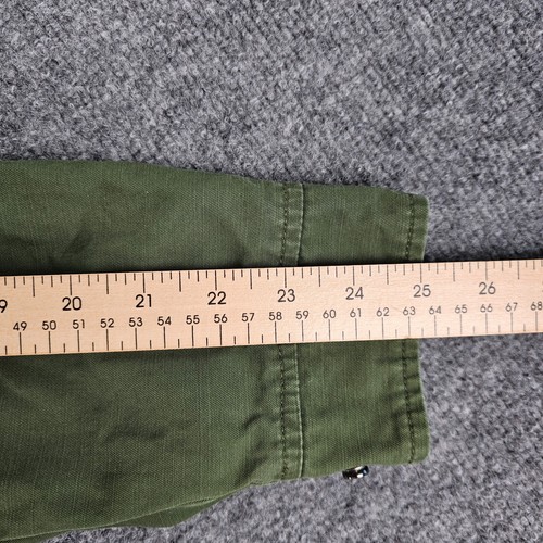 OBEY Mens S Green Army Slugger Fishtail Parka Jacket Hooded Zip Snap Logo Pocket - Picture 14 of 16