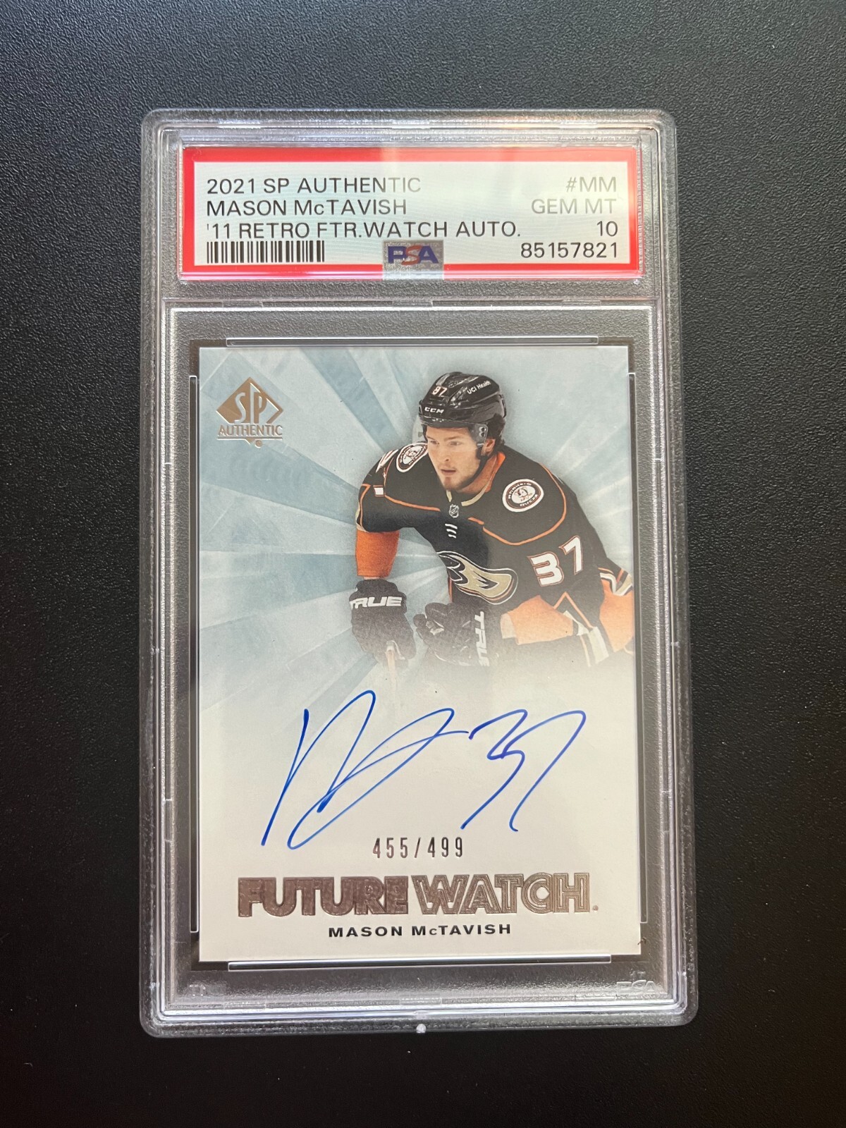 2021 SP Authentic Future Watch Retro Mason McTavish Rookie Auto /499 PSA 10