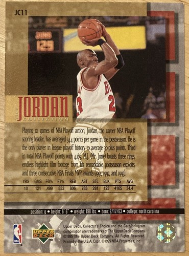 Michael Jordan 1995 Collector's Choice Jordan Collection Career #jc11 (584) - Picture 2 of 2
