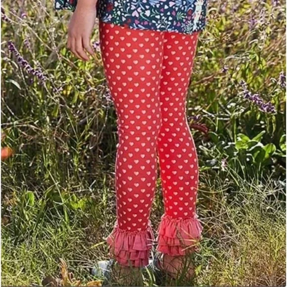 女孩 Matilda Jane Brilliant Daydream 红色 I Heart You 紧身裤 8 码全新无标签 — 第 3/4 张图片