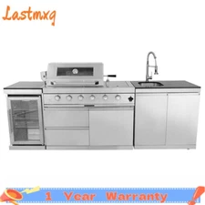 46" 4-Burner Barbecue Island Grill w/ Cooler & Sink 72000BTU Gas Outdoor Kitchen