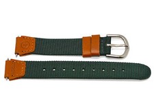 TIMEX 18MM GREEN BROWN NYLON FABRIC LEATHER EXPEDITION FIELD WATCH BAND STRAP