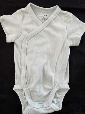 H&M NWOT Green Short Sleeve Organic Cotton Kimono Bodyshirt