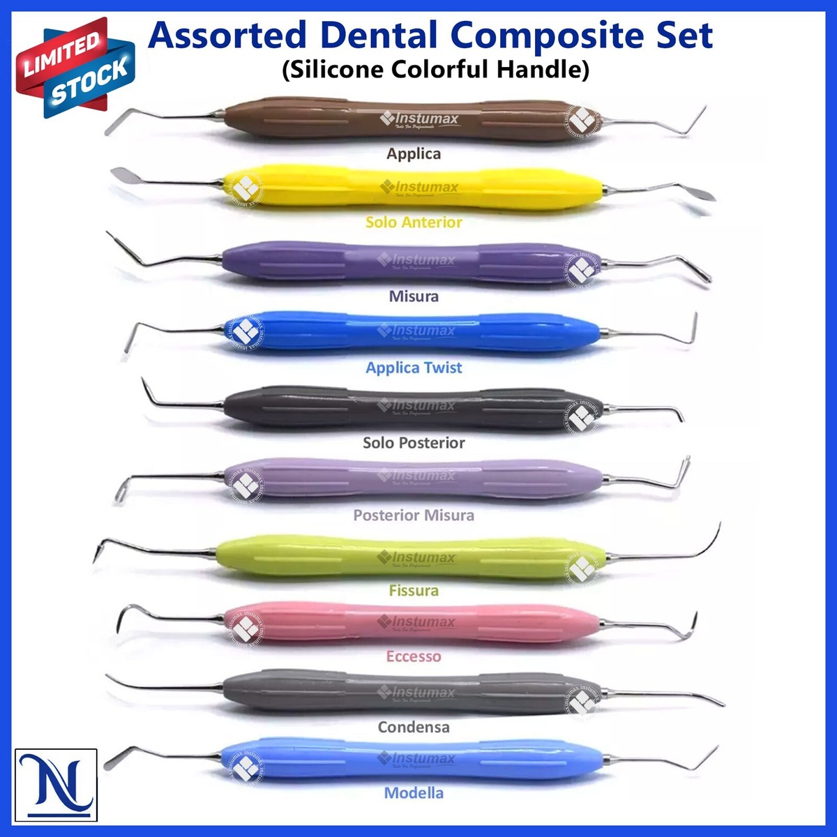 Dental Composite Instruments 7-Piece Colorful Silicone Handle Dental ...
