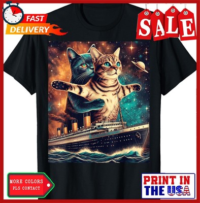 Funny Humor Titanic Cat Meme for Cat Lovers Sarcastic Unisex T-Shirt