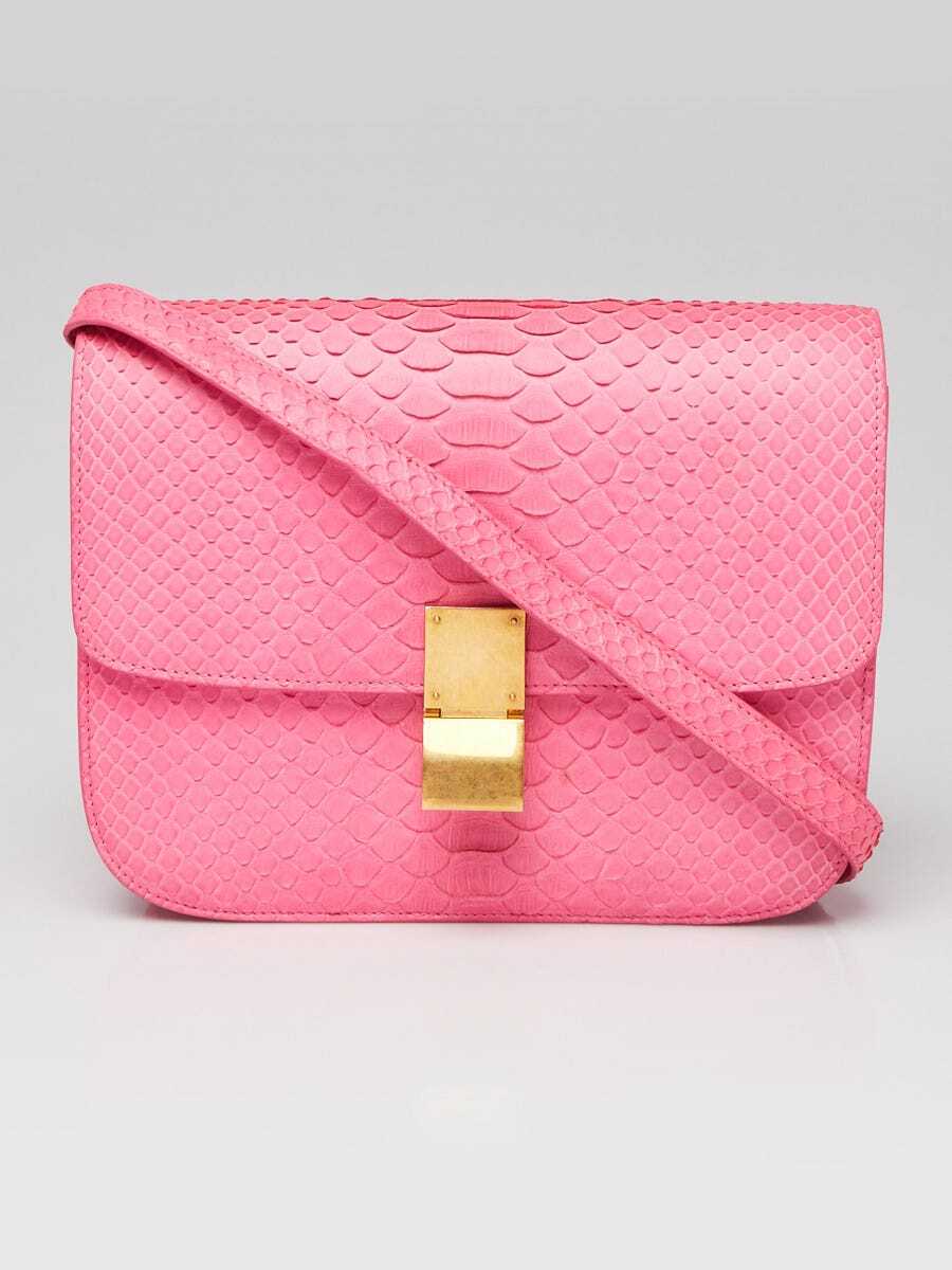 Celine Pink Python Medium Classic Box Flap Bag - image 1