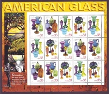 #3325-28 AMERICAN GLASS. MINT SHEET.  F-VF NH. BCV $31.50