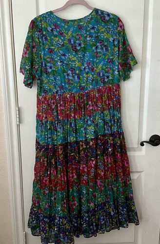 La Cera Floral Print Cotton Dress Comfort ware Medium Floral Lounge Sun Colorful - Picture 3 of 6