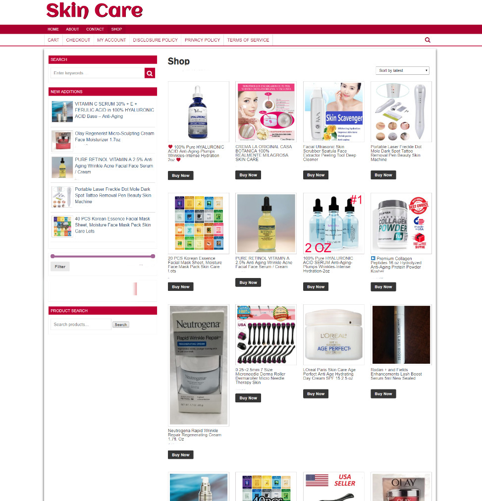 SKIN CARE UK WEBSITE WITH 1 YEARS HOSTING - ECOMMERCE EASY HOME BUSINESS