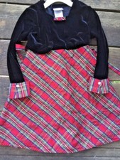 SALE @ GEORGE Black Velvet Shiny Plaid Church Wedding Party Dress Girl Sz 4 💜b1
