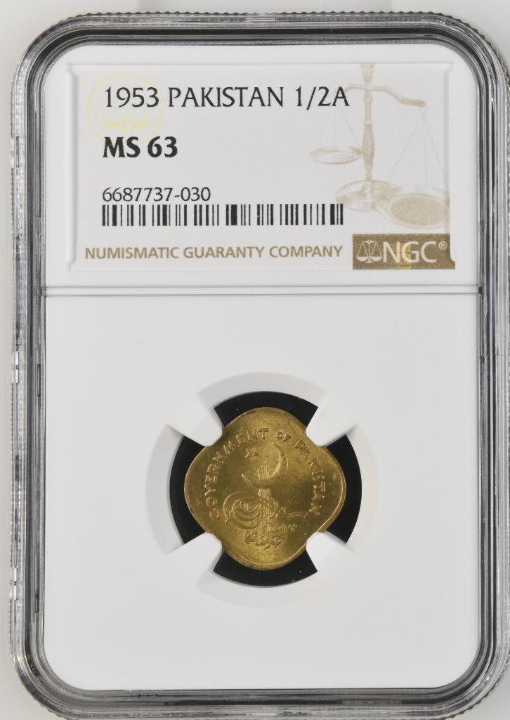 Pakistan 1/2 Anna 1953 NGC MS 63